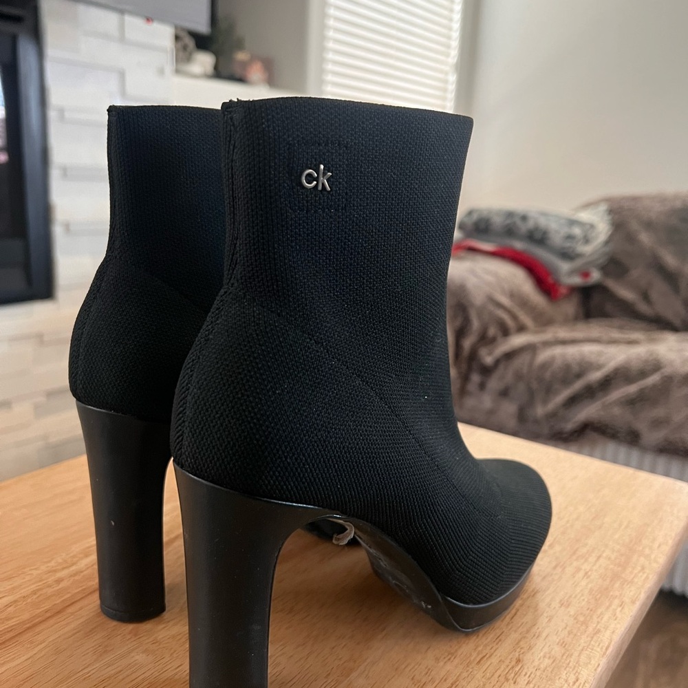 Calvin Klein Black Heeled Boots - Picture 2 of 3